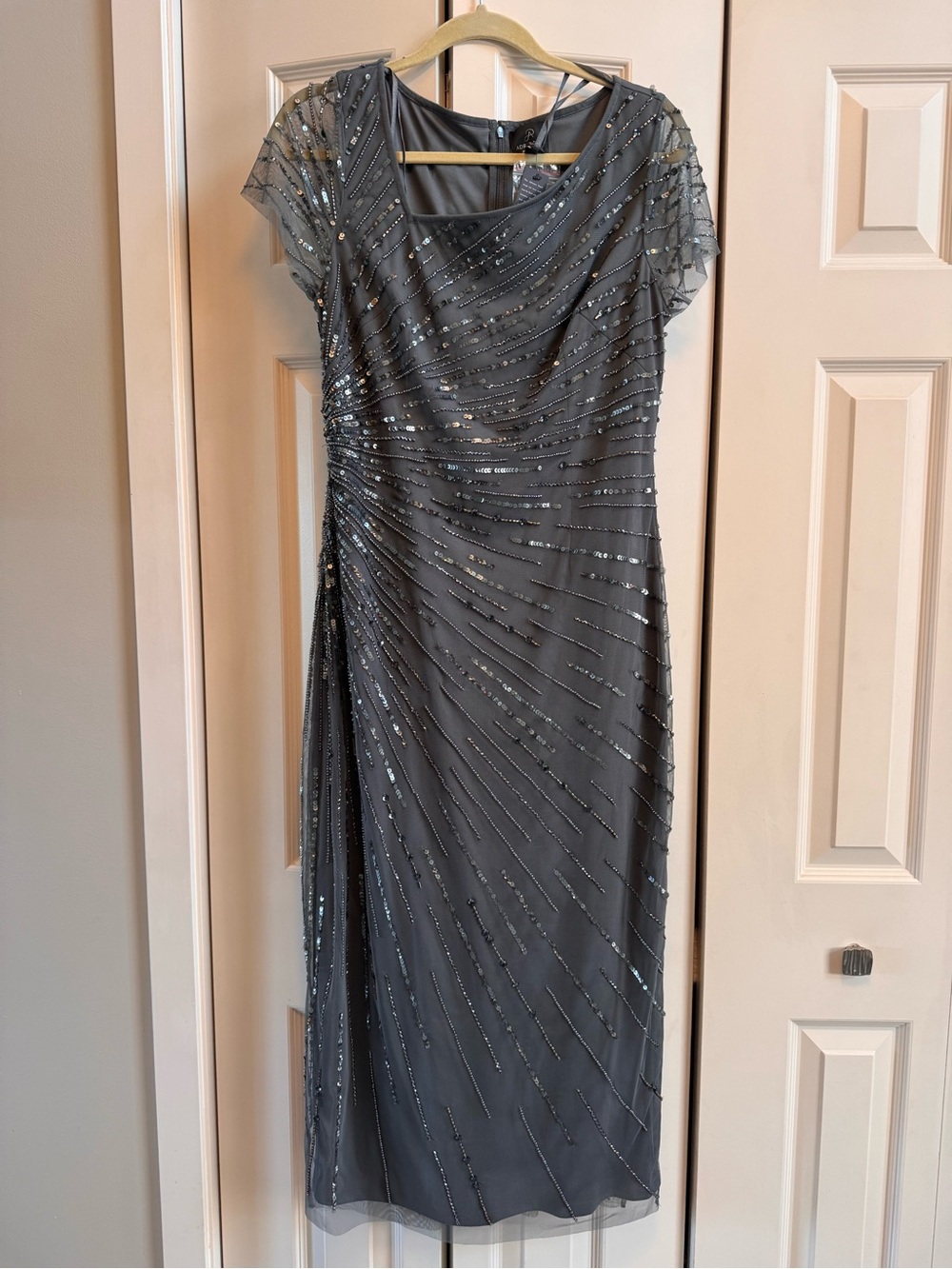 Adrianna Papell gunmetal gray Mother Of Bride Groom Wedding dress - NWT- Size 12